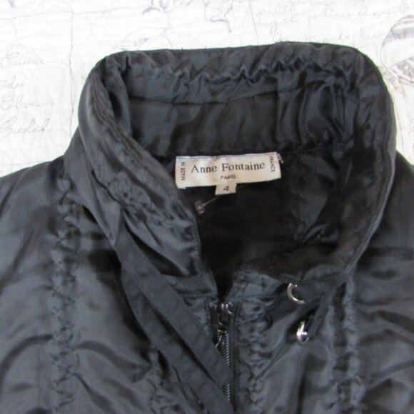 EUC Anne Fontaine Eudora quilted black jacket silver hardware size 4 Us ML - Picture 4 of 7